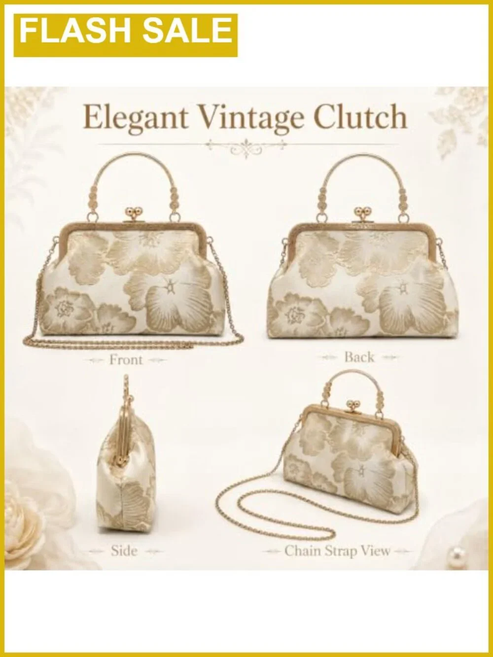 Women's Embroidered Clutch Evening Handbag Silk Shoulder Crossbody Purse